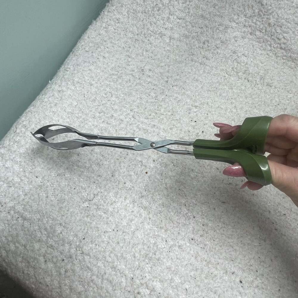 Vintage Mirro EarthGrown Avocado Green Handle Vertical Canning Tongs - Picture 4 of 9
